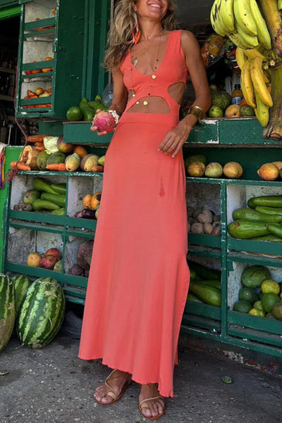 Niva™ - Tief ausgeschnittenes Baumwollkleid mit Cut-Outs